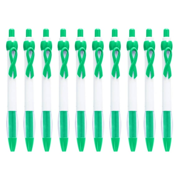 LMTODLFG 10 Pcs Awareness Ribbon Pen 1.0 mm Abuse Awareness Message Pens Colon Cancer Retractable Ribbon Gel Pens for Mental Health Awareness Charity Volunteers Activities, Black Ink