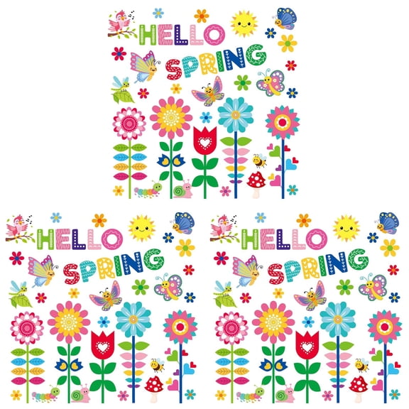 LMTODLFG 27 PCS Spring Flowers Thick Gel Clings Butterfly Window Gel Clings Decals Stickers for Kids Toddlers and Adults Home Airplane Classroom Nursery Spring Summer Party Supplies Decorations
