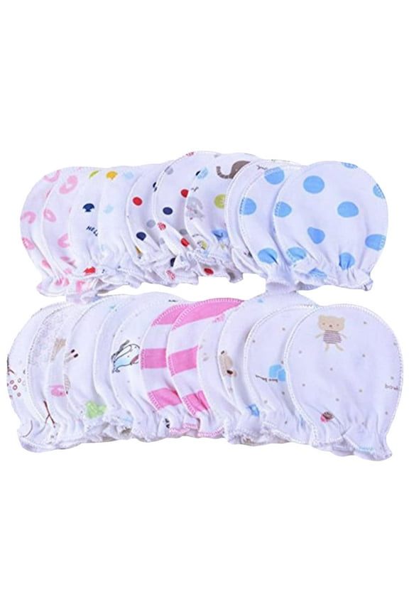5 Pairs Baby Cotton Gloves No Scratch Mittens For 0-6 Months Boys Girls Soft Cotton No Scratch Mittens