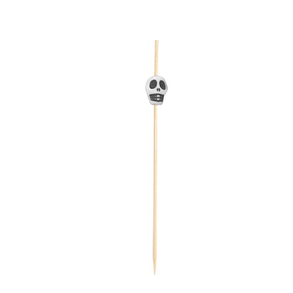 LMTODLFG 50 PCS Bamboo Skull Picks Toothpicks Fruit Sticks Sandwich Appetizer Skewers for Wedding Birthday Party Decorations