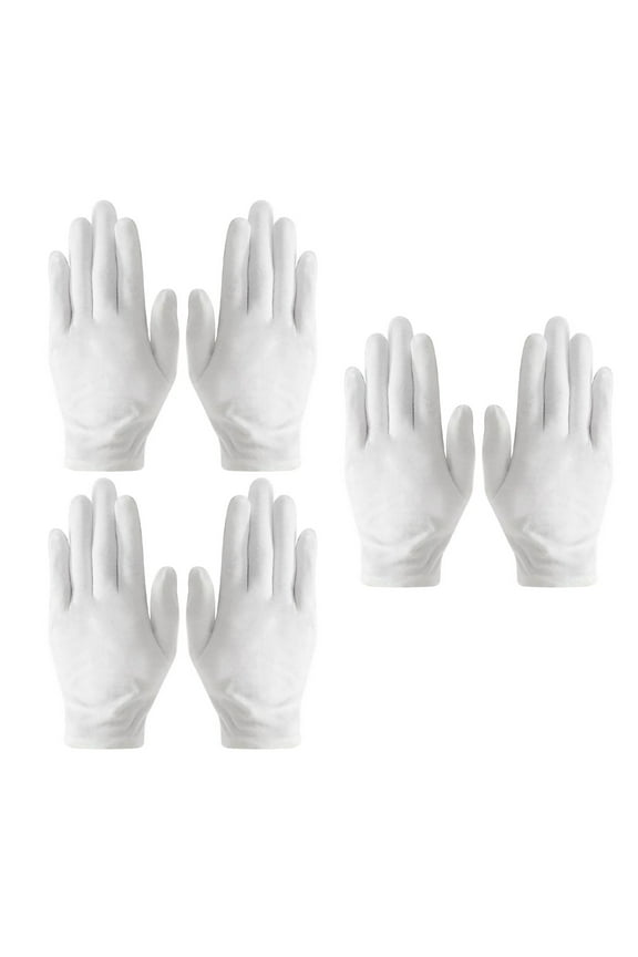 White Thickening Gloves, 6 Pairs Soft Cotton Gloves, Coin Jewelry Silver Inspection Gloves, Stretchable Lining Glove Protector for Women