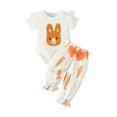 thumbnail image 1 of LMTODLFG Baby Boy Clothes Baby Girls Easter Bunny Romper Bodysuit+Carrot Print Pants+Headband Outfits Kids Clothes Orange 12-18 Months, 1 of 9