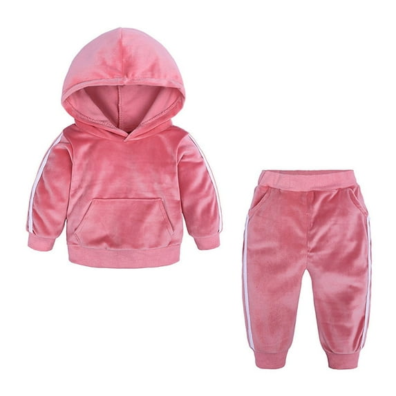 LMTODLFG Baby Boy Clothes Toddler Kids Girl Boy Warm Hooded Sweatshirt Long Pants Outfits Set Summer Set Baby Boy Clothes 0-3 Months Pink 7-8 Years