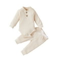 thumbnail image 1 of LMTODLFG Baby Girl Clothes Baby Girl Boy Fall Clothes 3 6 12 18 24 Months Outfits Long Sleeve Knitted Cotton Romper Pants Winter Sets Short Set 3-6 Months, 1 of 4