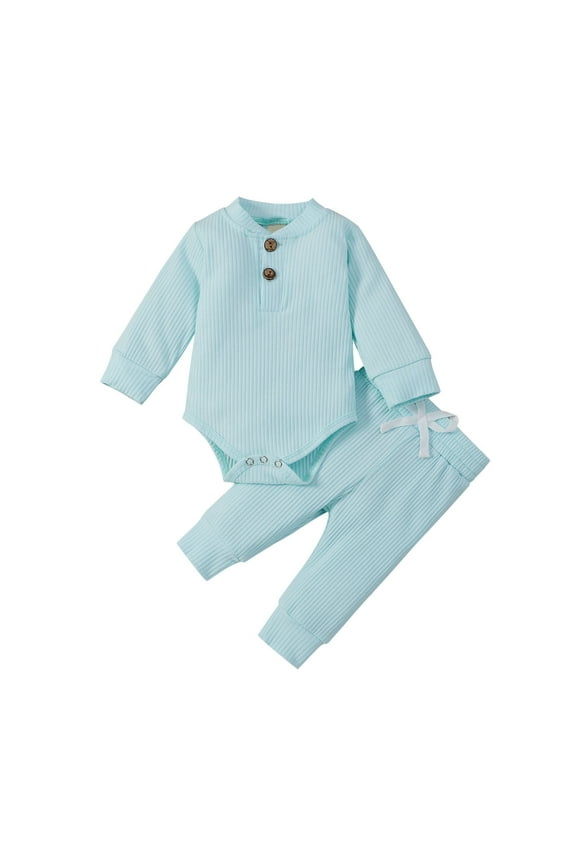 Baby Girl Clothes Baby Girl Boy Fall Clothes 3 6 12 18 24 Months Outfits Long Sleeve Knitted Cotton Romper Pants Winter Sets Short Set 9-12 Months