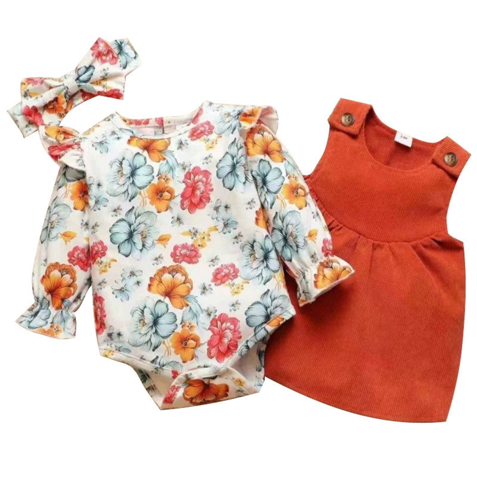 LMTODLFG Baby Girl Clothes Girls' Suits Spring Autumn Floral Print Fly