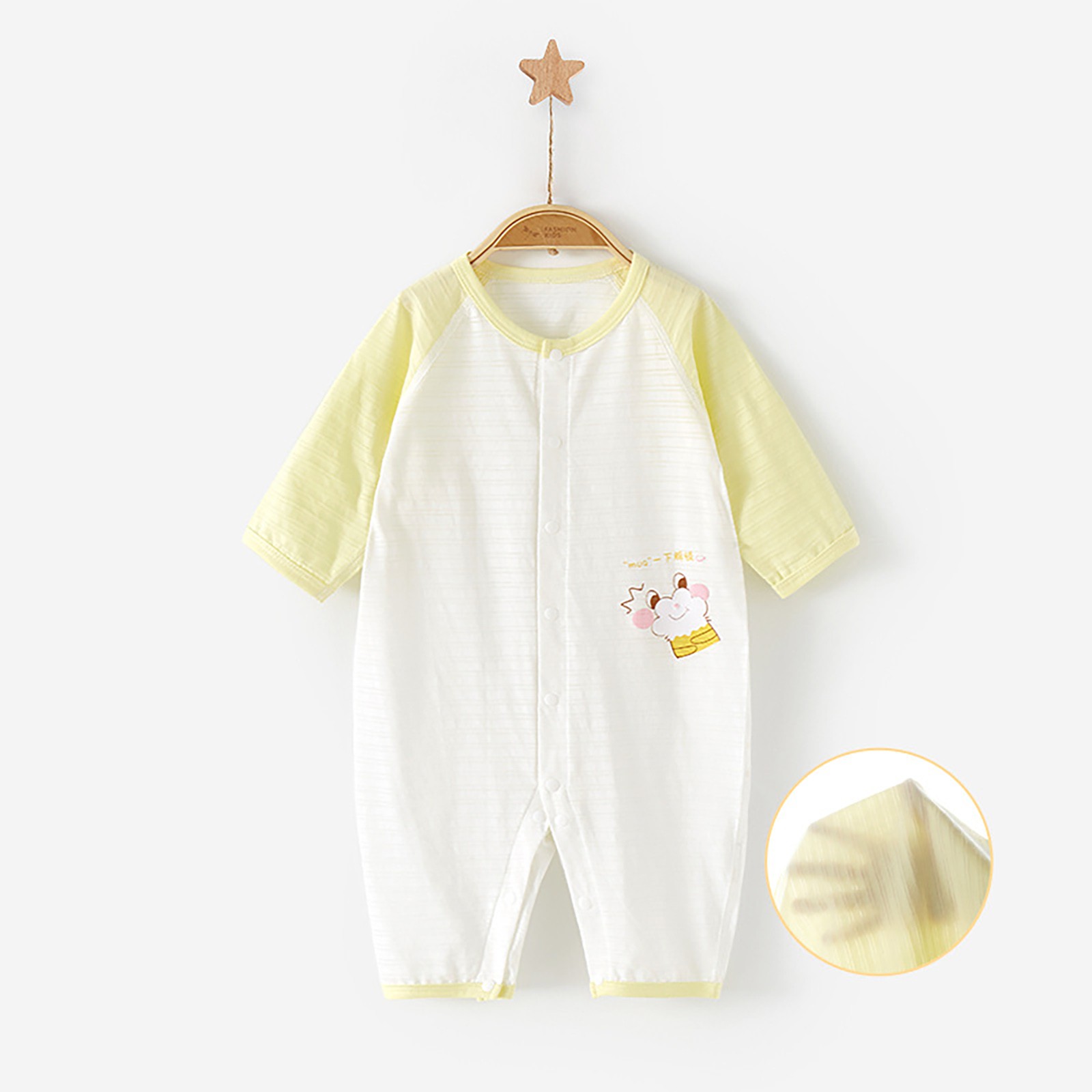 LMTODLFG Baby Girl Clothes Summer Toddler Cartoon Pattern Crewneck Buttons Solid Color Breathable Suit Casual for Home 0-2 Years 3-6 Month Girl Clothes Yellow 3-6 Months