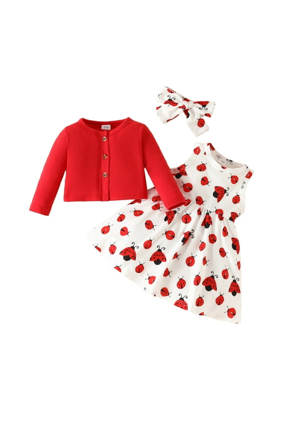 Baby Girl Clothes Toddler Girls Cartoon Prints Princess Dress Long Sleeve Coat Tops Outfits Baby Girl Gifts Red 2-3 Years