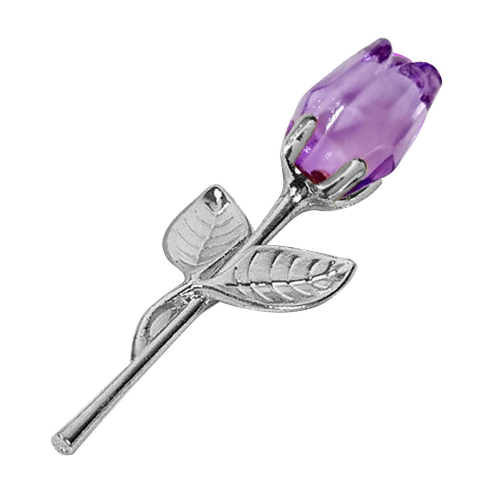 LMTODLFG Crystal Rose Flower Artificial Crystal Rose Flower with Leaves ...
