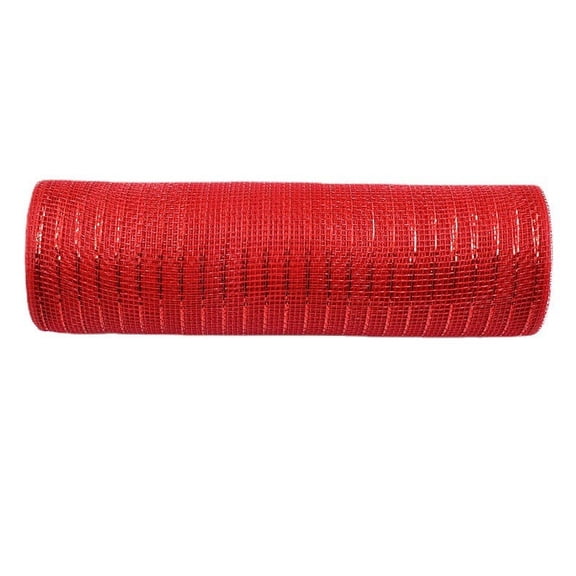 LMTODLFG Deco Red Poly Mesh Ribbon with Metallic Foil 6inch by 10yd Each Roll for Wreaths, Swags Bows Wrapping and Decorating Projects