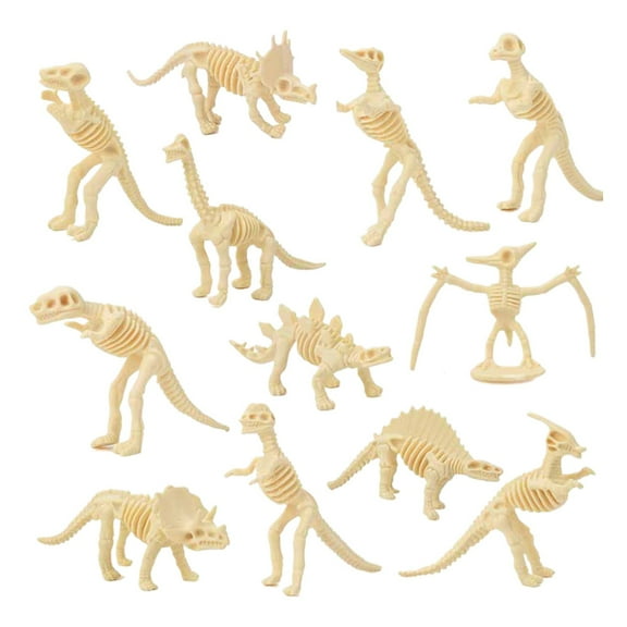 LMTODLFG Dinosaur Fossil Skeleton - (Pack of 12) Assorted Plastic Dino Figure Bones for Kids Science Dig Kit, Digging Sandbox Bins Play Toys, Party Favors, Birthday Decorations Clearance Sale