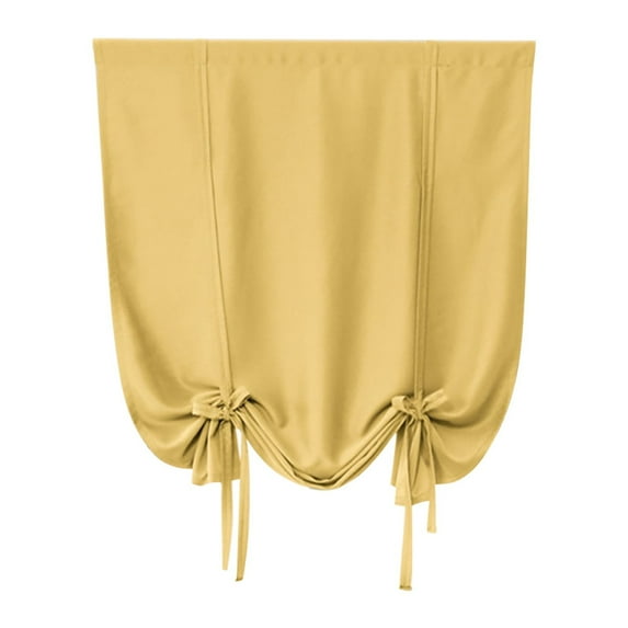 LMTODLFG Double Layer Linen Blackout Tie Up Curtains Thermal Insulated Fully Lined Balloon Roman Shade Bathroom Window Adjustable Rod Pocket for Small Window Beige