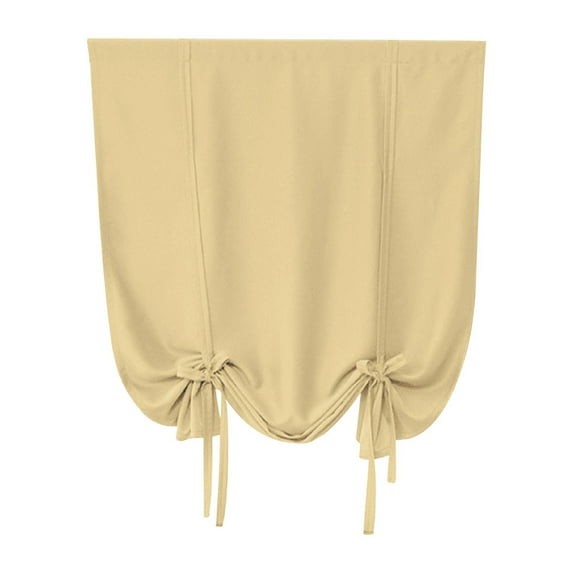 LMTODLFG Double Layer Linen Blackout Tie Up Curtains Thermal Insulated Fully Lined Balloon Roman Shade Bathroom Window Adjustable Rod Pocket for Small Window Beige