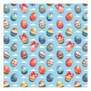 LMTODLFG Easter Wrapping Paper Easter Egg Bunny Rabbit Colorful Gift Wrapping Paper Cartoon Pastel DIY Craft Art Paper for Spring Holiday Birthday Baby Shower Party
