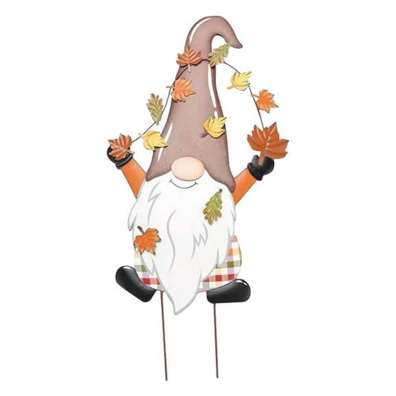 LMTODLFG Fall Metal Gnome Garden Stakes Decorations Yard Signs Outdoor Decorations with Pumpkin Maple Leaf for Fall Thanksgiving Day Outside Lawn Decoration