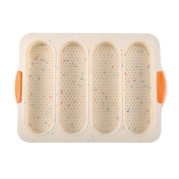 LMTODLFG French Bread Hoagie Sub Roll Baking Pans 4-slot, Non Stick Silicone Mould Mold Tray for Sandwich Baguette Hot Dog Bun Loaf Food, Mini Tool Set for Restaurant Homemade Household Breakfast