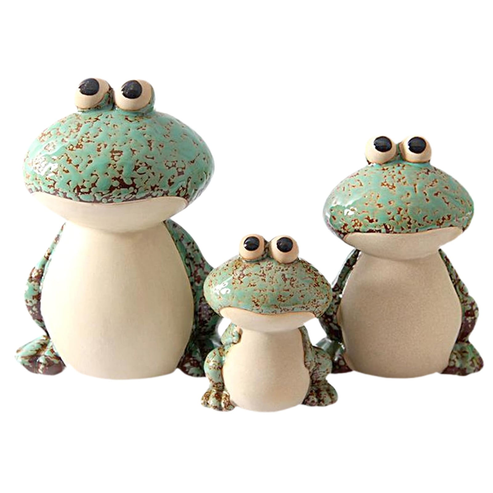 LMTODLFG Frog Garden Decor Set of 3,Funny Cute Ceramic Frog Garden ...