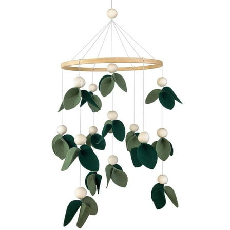 LMTODLFG Green Leaf Mobile for Crib Mobile Forest Baby Mobile Green Forest Nursery décor Baby Mobile Green Leaf Mobile for Crib Mobile with Wooden Bead