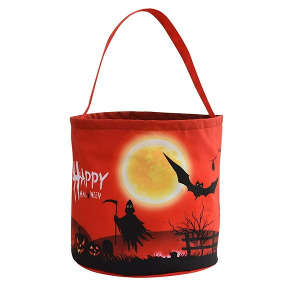 LMTODLFG Halloween Trick or Treat Bags Halloween Candy Buckets Tote Bags Orange Black Ghost Halloween Party Bags