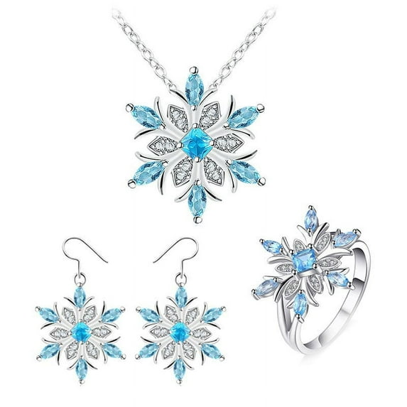 LMTODLFG Jewelry Suitcase Display Earrings Necklace Gemstones Set Snowflake Flower for Women Earrings Rings Crystal Sets Necklace Jewelry Sets Bridal Jewelry Set for Wedding Clearance Sale