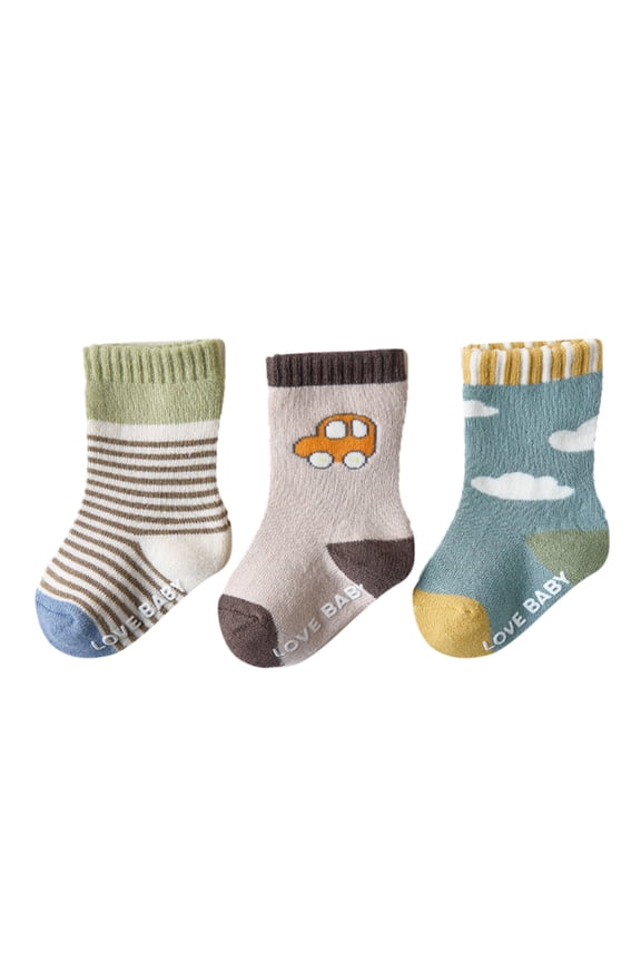 Kids Socks Boys 3 Pairs Baby Kids Cotton Hiking Socks for Toddlers Boys Girls Winter Thick Warm Heavy Thermal Cozy Crew Boot Socks White Socks M