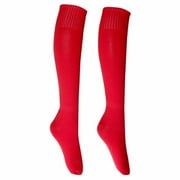 LMTODLFG Mens Crew Socks Football Long Socks Sport Knee High Large Soccer Rugby Stocks Football Socks for Men Black Football Socks No Show Socks Red