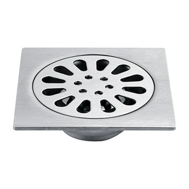 LMTODLFG Odor-Proof Floor Drain, Stainless Steel Bathroom Tile Insert Shower Drainer with Removable Strainer Cover, 4-inch Square Anti-Clogging for Kitchen Balcony Garage, Silver