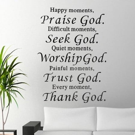 LMTODLFG Scripture Wall Stickers Bible Verse Wall Decals Happy Moments Praise God Difficult Moments Seek God Stickers for Living Room Office Home Decor