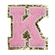LMTODLFG Self-Adhesive Iron on Letters 2.2 inch Chenille Letter Stickers Alphabet Embroidered Applique Stick On Patches for Clothing Jackets Backpack Hat DIY Phone Bags