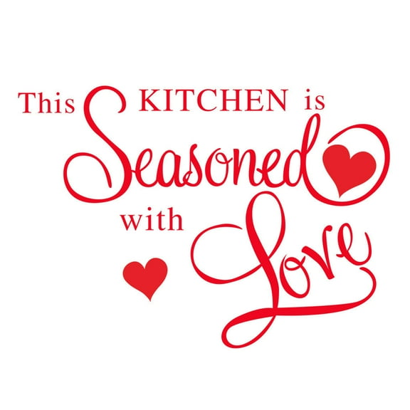 LMTODLFG This Kitchen is Seasoned with Love Quotes Wall Stickers Kitchen Art Decorations Vinyl Home Décor