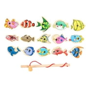 LMTODLFG Wooden Magnetic Fishing Game Toy for Toddlers, Fish Catching Counting Games Puzzle Montessori Toys for Fine Motor Skills, Fish Games Education Parent Child Interactive Clearance Sale