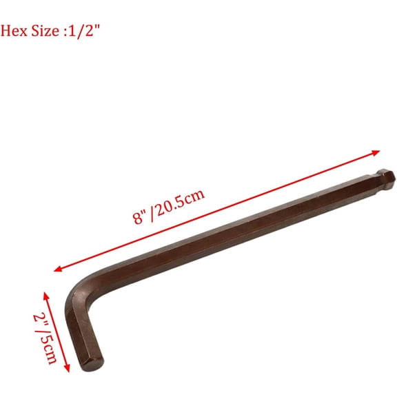 LMUMN-1/2" Hex Key Wrench Extra Long 8-inch Length L Shaped Ball End Allen Wrench