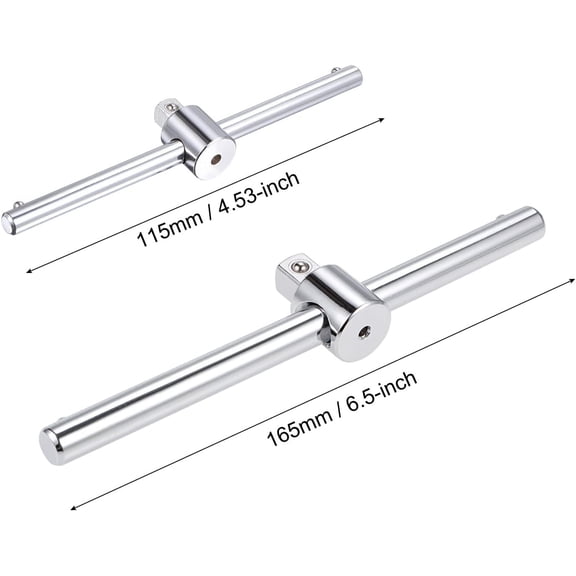 LMUMN-1/4" and 3/8" Drive Sliding Wrench Breaker Bar T-Handle Socket Hand Tool 2pcs