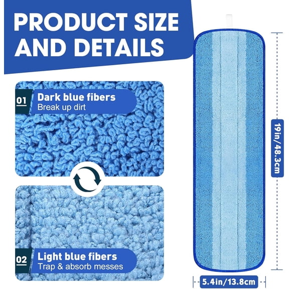 LMUMN-10 Pack Microfiber Cleaning Pads Compatible with Bona Mop, 18 Inch Hardwood Floor Replacement Cleaner Pads, Washable & Reusable Microfiber Mop Pads for Hard Surface Floors
