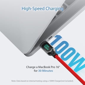 LMUMN-100W USB C to USB C Cable with LED Display [4ft,2Pack],Red