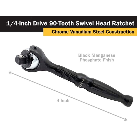 LMUMN-11313 1/4-Inch Drive x 4-Inch Micro 90-Tooth Swivel Head Ratchet