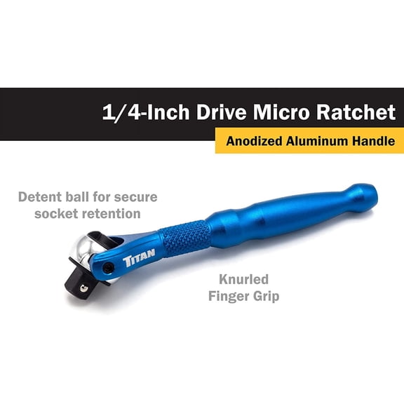 LMUMN-11316 1/4-Inch Drive x 4-Inch 90-Tooth Swivel Head Micro Ratchet - Blue