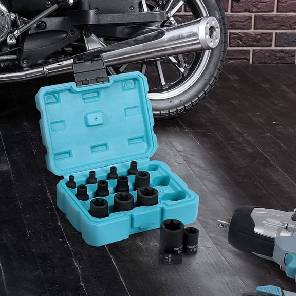 LMUMN-14-Piece External Star Impact Socket Set with Storage Case, E4 to E24, 1/4, 3/8, 1/2 Drive Female E-Torx Torque Socket for Working with Impact Wrench, Cr-V Steel