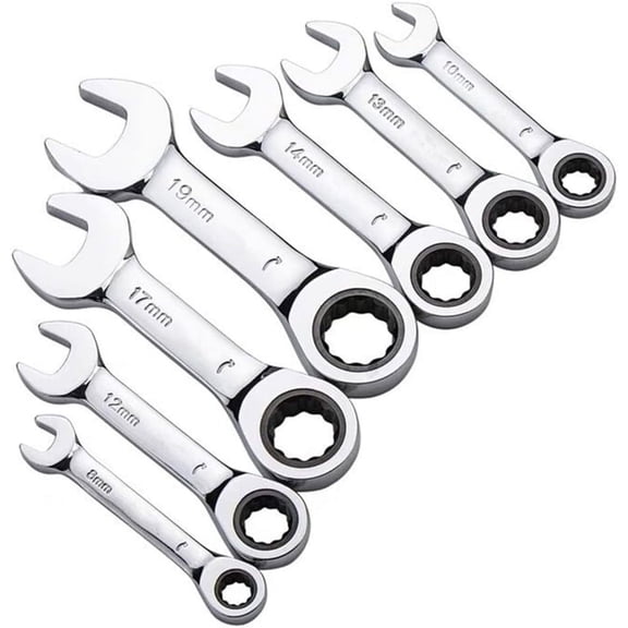 LMUMN-18mm Metric Stubby Box End Head Geared Wrench, 72-Tooth Ratcheting Combination Wrench Spanner