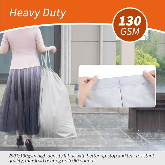LMUMN-2 Pack Extra Heavy-Duty Laundry Bag 28x36- Machine Washable Large Storage Bag with Reinforced Handles & Drawstring Closure & ID Tag for College Dorm Travel -Silver