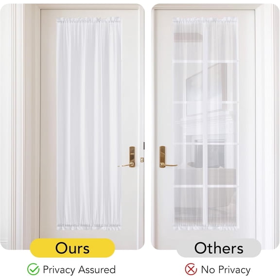 LMUMN-2 Panels Sheer Door Curtains 72 inches Long for Kitchen, Light Filtering Non See Through Privacy Curtain Drapes with Tiebacks for Living Room Bedroom, White, 26 inches Wide