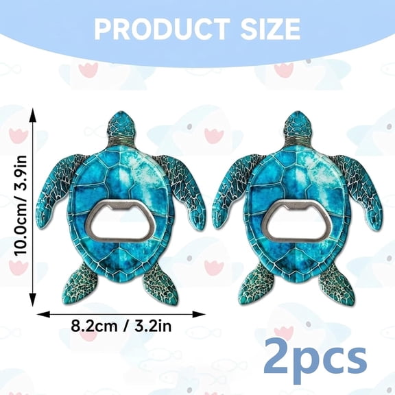LMUMN-2 Pcs Magnetic Bottle Opener for Fridge, Bottle Opener Magnet, Magnetic Bottle Opener Set with Sea Turtle Pattern, Convenient Kitchen Tool for Easy Bottle Opening