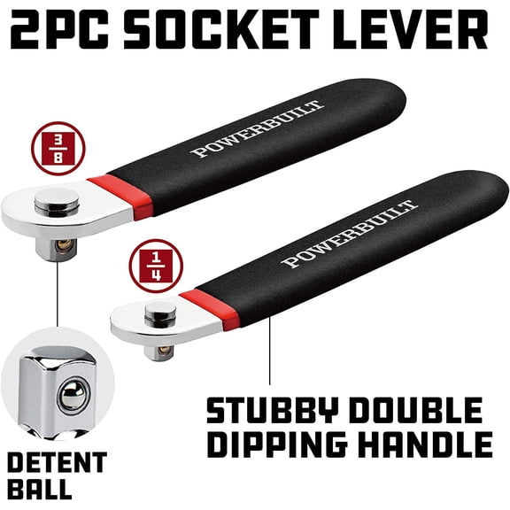 LMUMN-2 Piece Socket Levers, 1/4-Inch and 3/8-Inch Drive, Extra Low Profile, Non-Ratcheting, Boats, RV, Off Road Vehicle - 940009