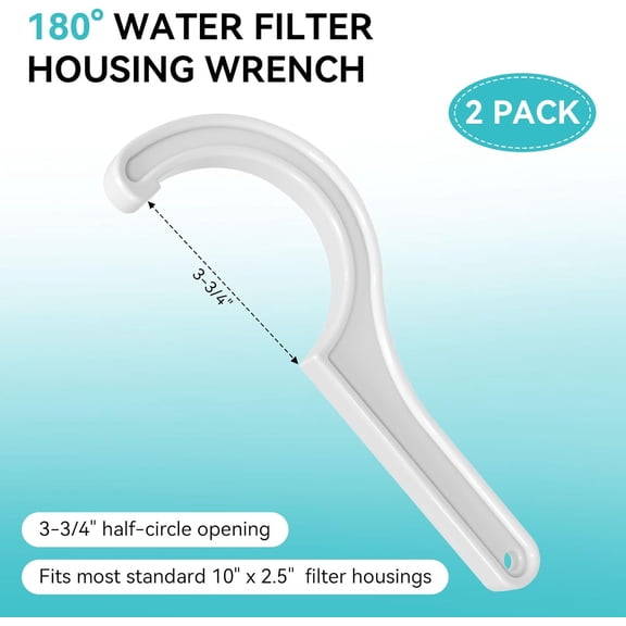 LMUMN-2 Water Filter Wrenches Compatible with APEC Water System, Fit most 10" x 2.5" Filter Housings for Reverse Osmosis or Under-sink Water Flter Systems, Half-Circle 3-3/4" Opening with 6 O-Rings