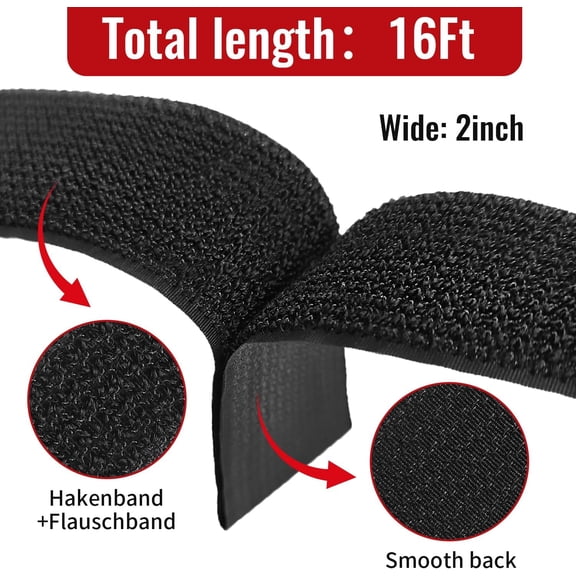 LMUMN-2" x16ft Hook and Loop Straps with Metal Buckles, Molle Cable Straps, Adjustable Fastening Cinch Strap, Reusable Nylon Securing Cord Ties, 2 inch Wide, Black with 10 Buckles