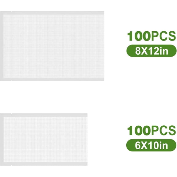 LMUMN-200pcs Vacuum Sealer Bags, 100 Quart 8" x 12" and 100 Pint 6" x 10", BPA Free, Pre-cut Commercial Grade Vac Seal Meal Bags for Food Saver Storage, Meal Prep or Sous Vide