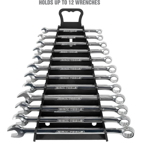 LMUMN-23107 Reverse Wrench Organizer With Handle, For Shop, Garage, Or Tool Box, Organizers And Storage for Convenient Carrying, Case For Wrenches Or Pegboard Tool Holder, 13.8 Inches, Black