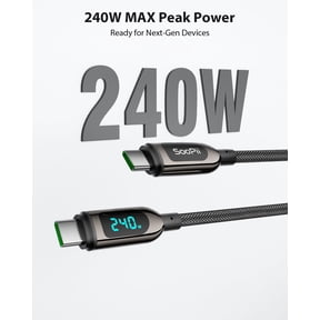 LMUMN-240W 4ft USB C to USB C Nylon Braided Cable with LED Display