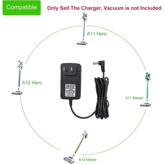 LMUMN-26V Charger Replacement for TINECO Vacuum A10 A11 Hero Master YLS0241A-T260080 AC Adapter Charging Cord 6.6 ft