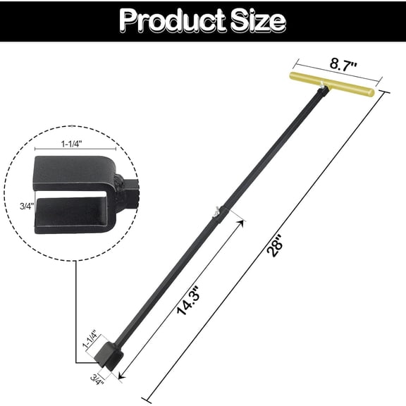 LMUMN-28 Inch Water Meter Key, 4-Way Utility Key with Non-Slip T-Handle, Extended Reach Valve Tool for Outdoor Underground Water Shut Off